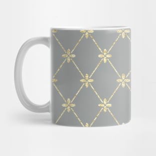 Gold Foil Floral Lattice - Gray Mug